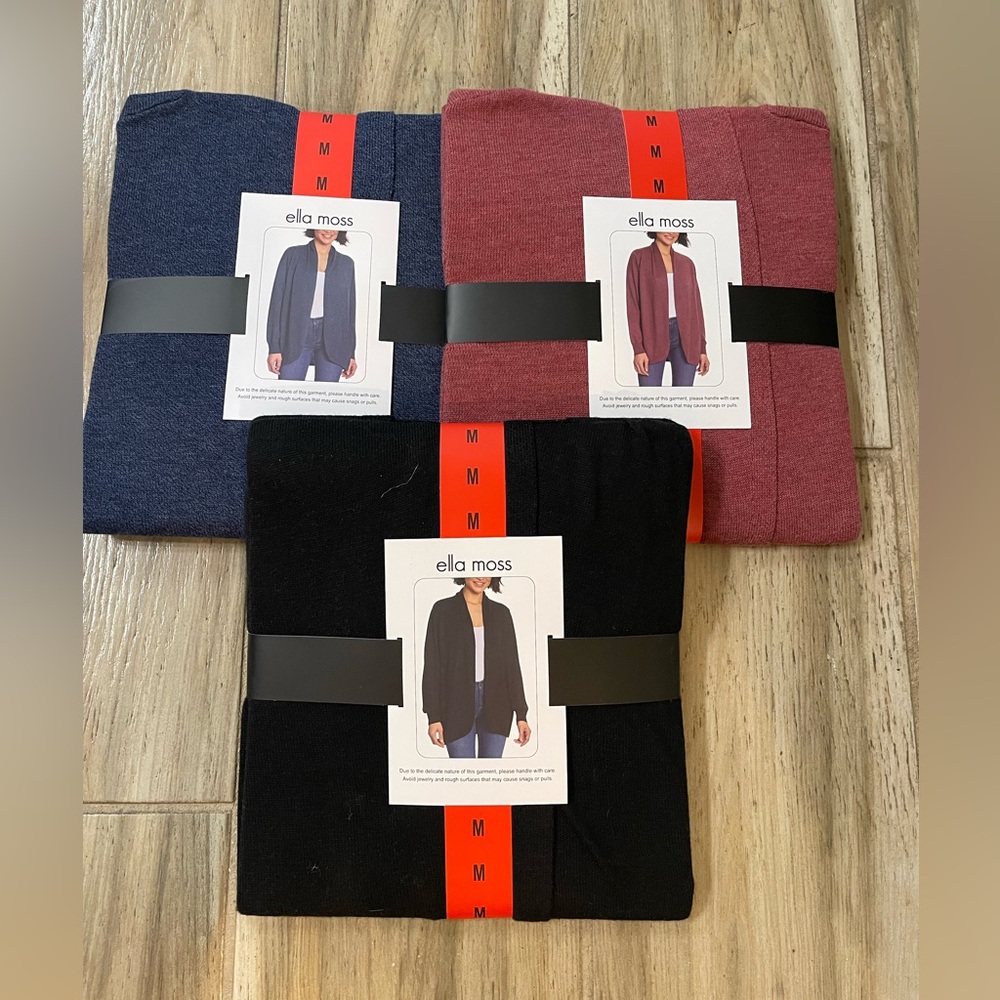 Ella Moss Cardigan Trio - Black, Blue, Burgundy